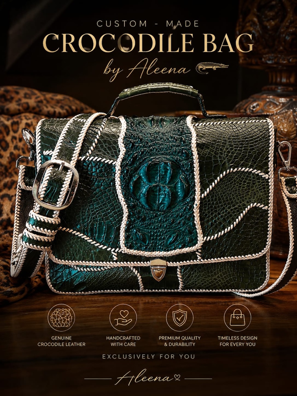  aleena hand made leather crocodile 