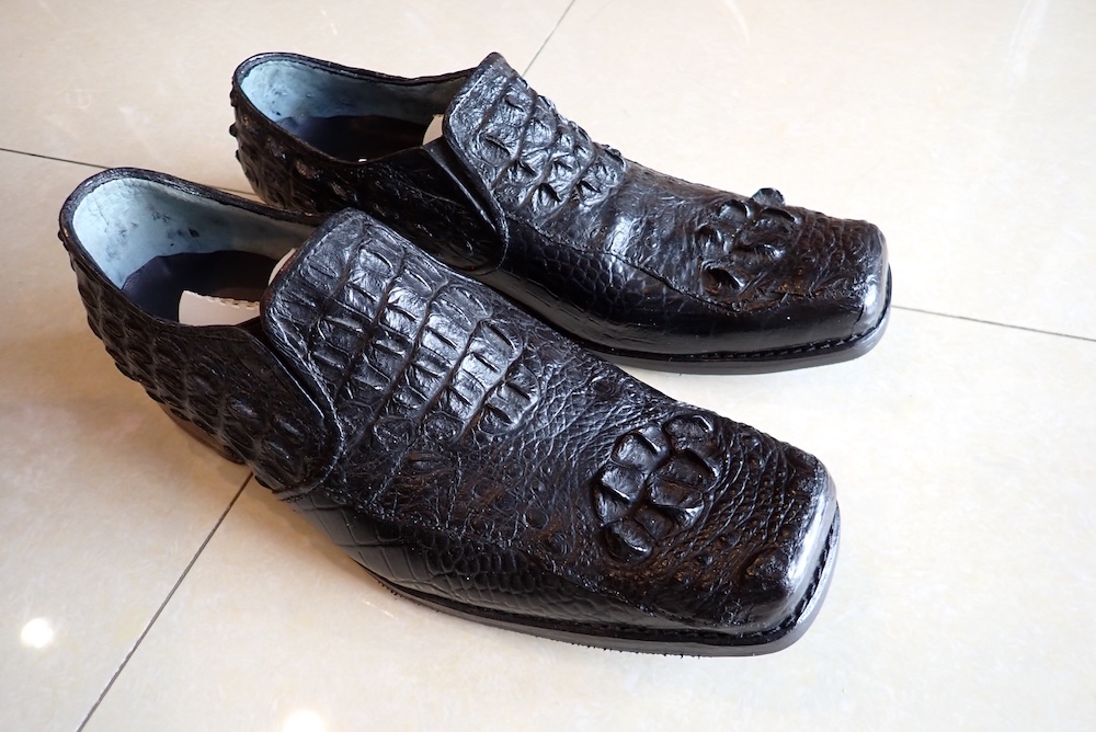 shoes leather hand made crocodile